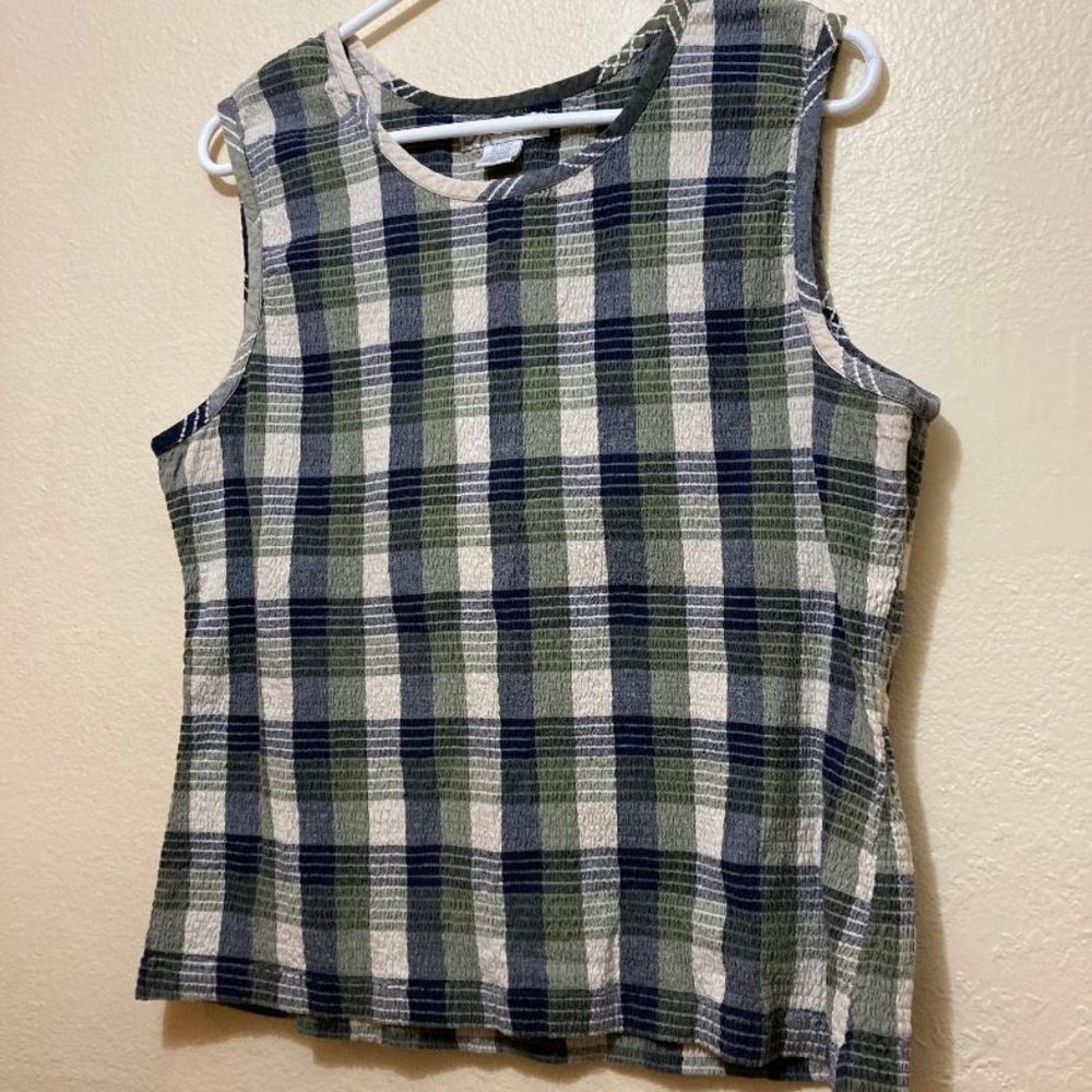 Vintage Y2K Dress Barn Women's Mulicolor Smocked Cropped Tank Top Size 2X